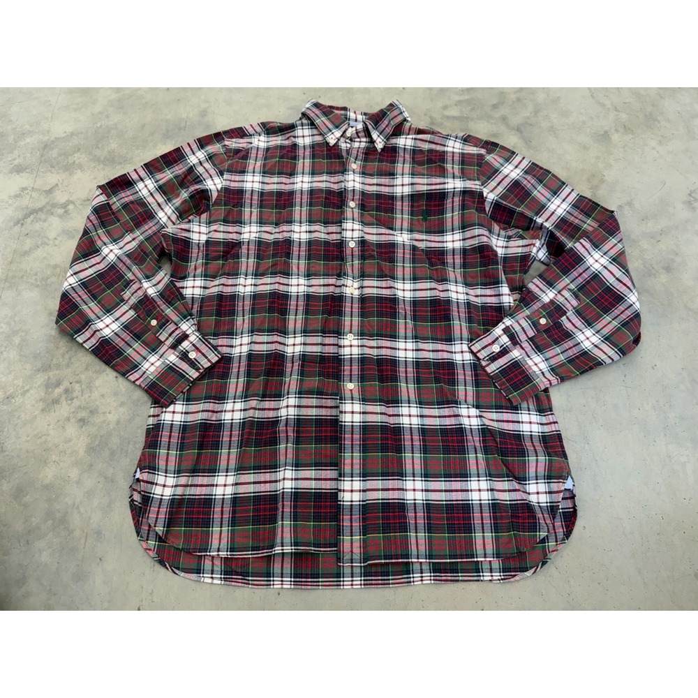 Polo Ralph Lauren Shirt Men L Multicolor Tartan Plaid Button Down Oxford Classic